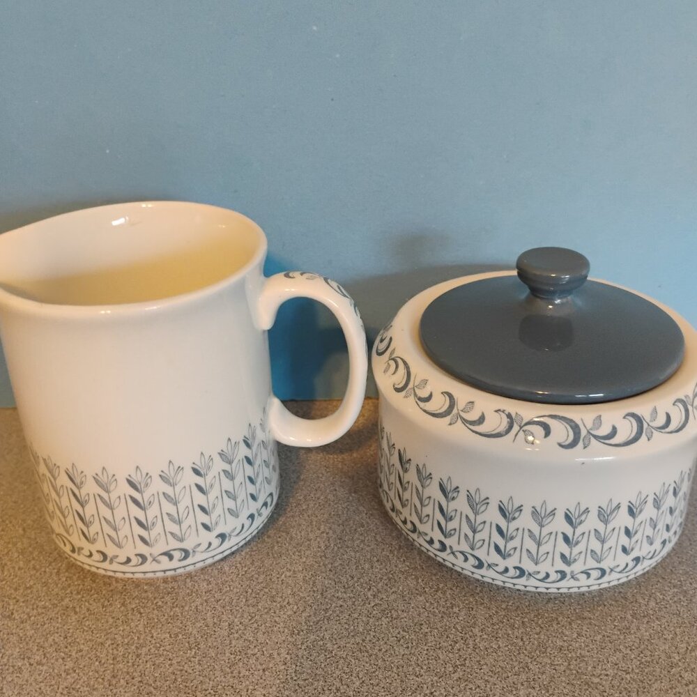 Barker Brothers England Melody Pattern Ironstone Sugar and Creamer Vintage